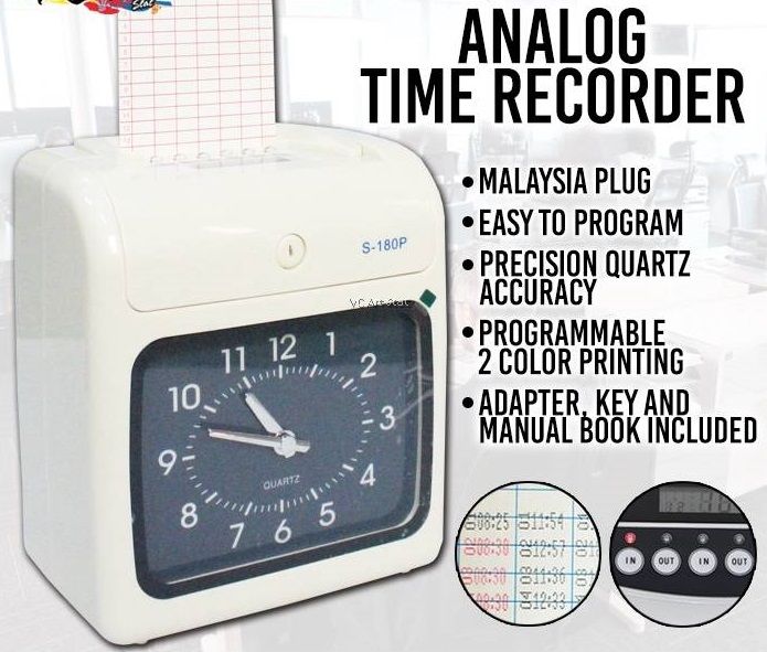 Analog Punch Card Time Recorder Machine Attendance Time
