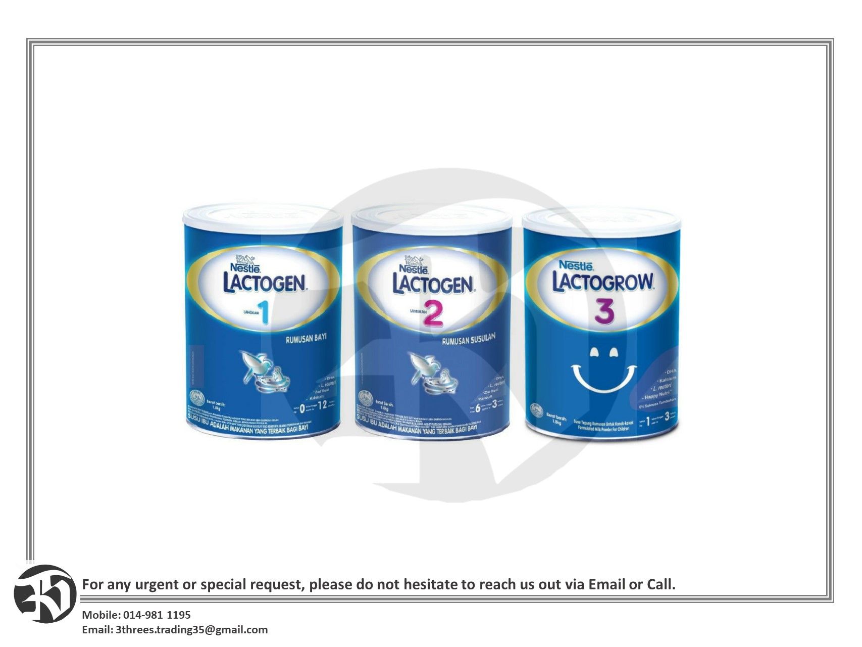 Nestle Lactogen Step 1/2 & lactogrow 3 Milk Powder 1.8kg