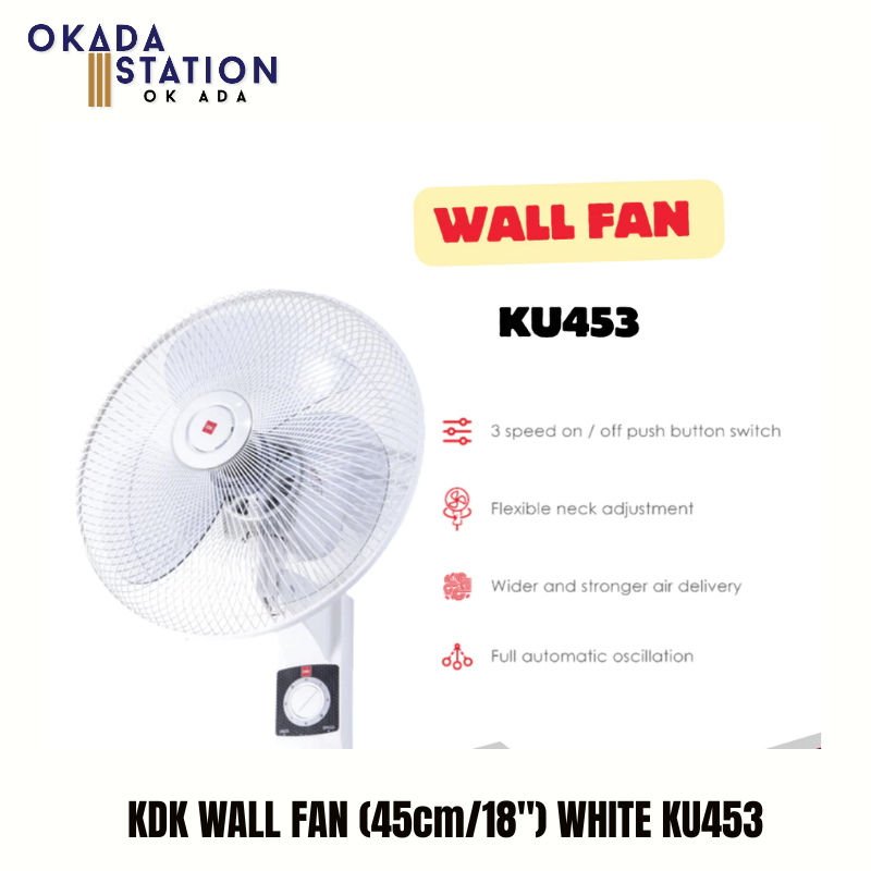 KDK / WALL FAN / (45cm/18") / WHITE / KU453
