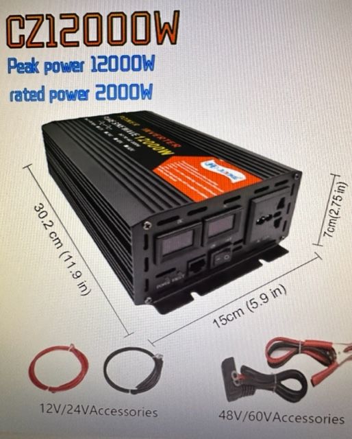 JUXING Pure Sine Wave High Conversion Power Converter DC12V to AC230V With Universal AC Socket (1200w 12V)