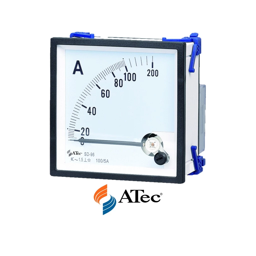 Atec AC Ammeter 300/5A 600/5A 96mmx96mm, 96Deg Class 1.5 (Scale x2)