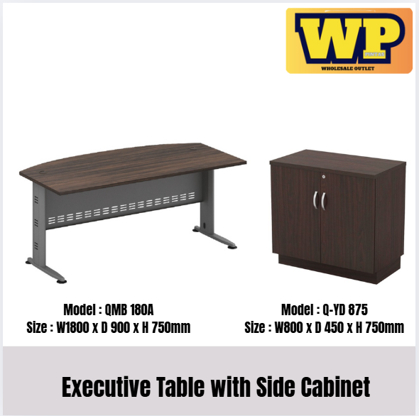 VS EXECUTIVE TABLE WITH SIDE CABINET / SIZE : 1800MM