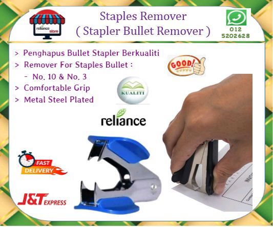 Reliance Staples Remover / Stapler Bullet Remover # Penghapus Dawai Kokot # Plastic Grip & Metal Steel Plated # RS1298 ( KTT : 1 Unit )