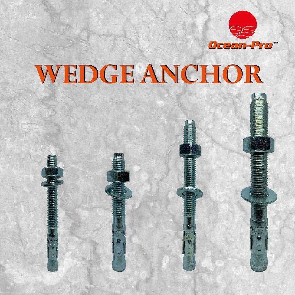Ocean Pro Wedge Anchor / Wall Plug / Zinc Plated / Size : M8, M10, M12, M16, M20