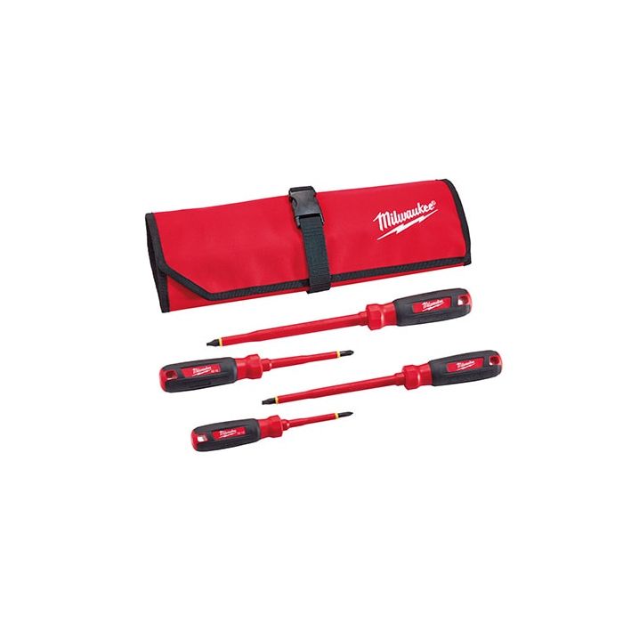 Milwaukee 1000V Insulated Screwdriver Set w/ Roll Pouch (4pcs) 48-22-2204