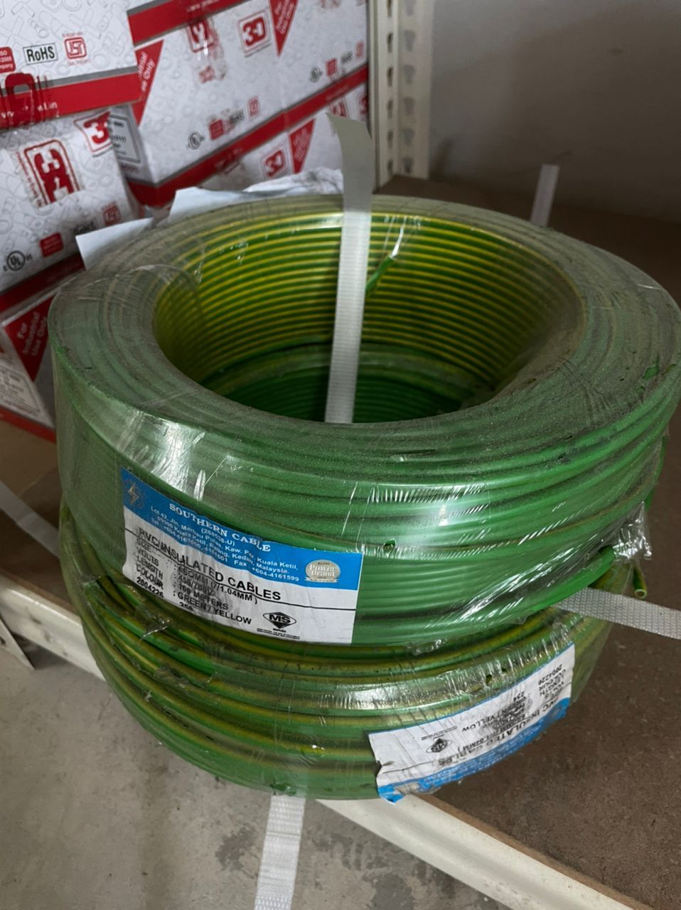 SOUTHERN PVC GREEN/YELLOW CABLE 6.0MM SQ, 100/RLS