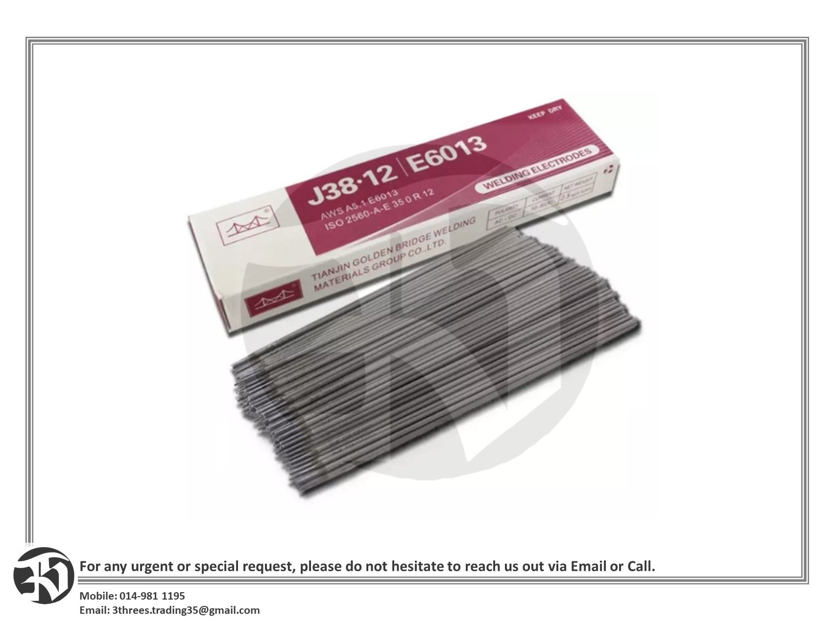 Welding Electrode E6013 #12 x 2.5mm 2.5kg