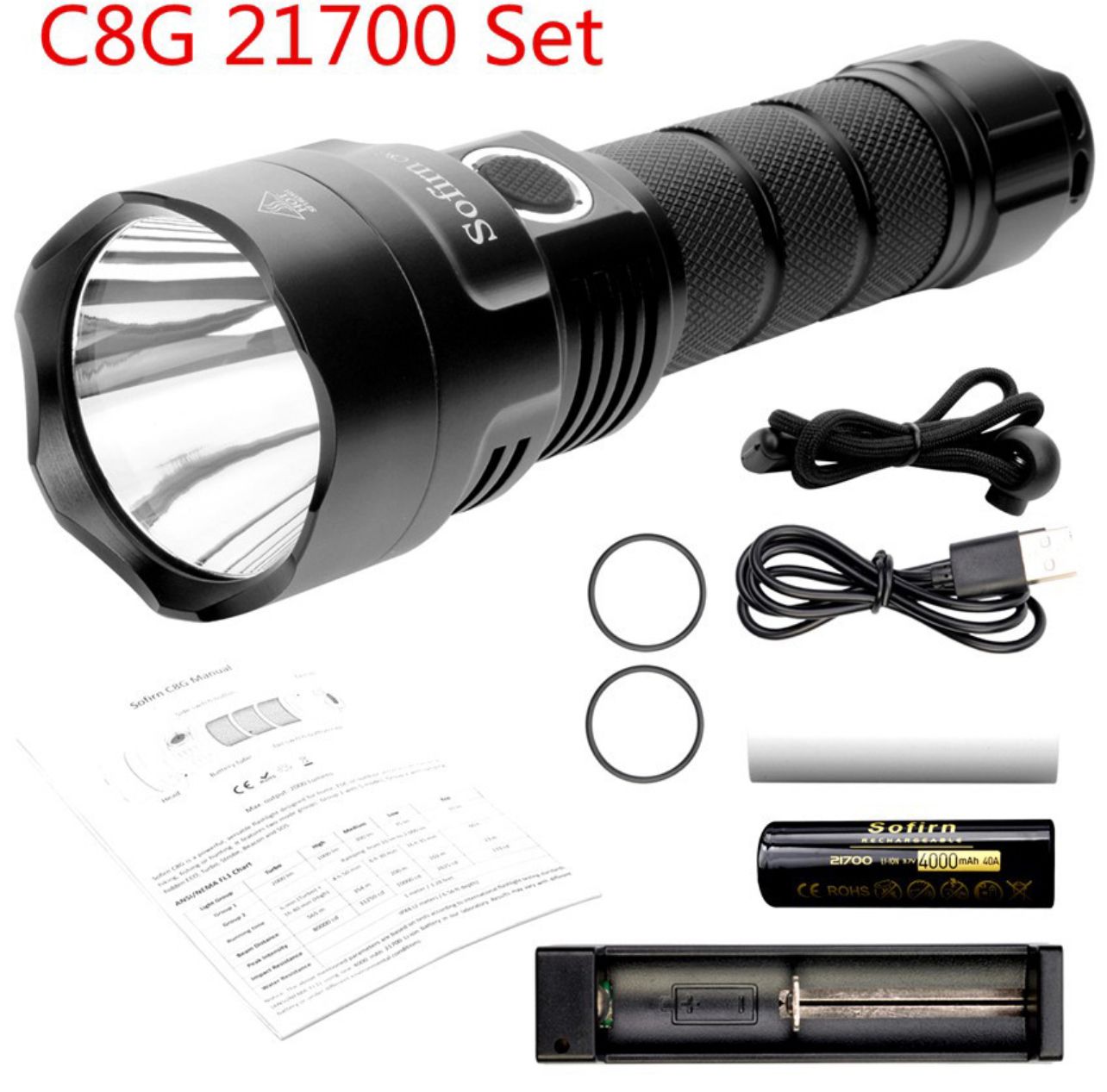 Sofrin Sofirn C8G Super Bright 2000lm Flashlight American Luminus SST40 LED Bulb Powered by 21700 Battery