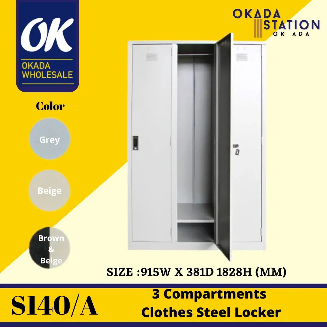 S140/A 3 Compartments Steel Locker / Compartment Locker / Metal Locker / Compartment Cabinet / Metal Cabinet / Cabinet / Steel Locker / 3 Door Cabinet / Locker / Drawer Cabinet