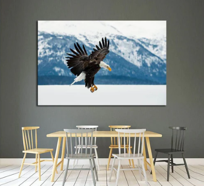 ZELLART Flying bald eagle, Winter Alaska. USA №1858 Ready to Hang Canvas Print