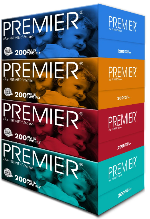 Tissue,Premier,100shts x 2ply x 4 boxes