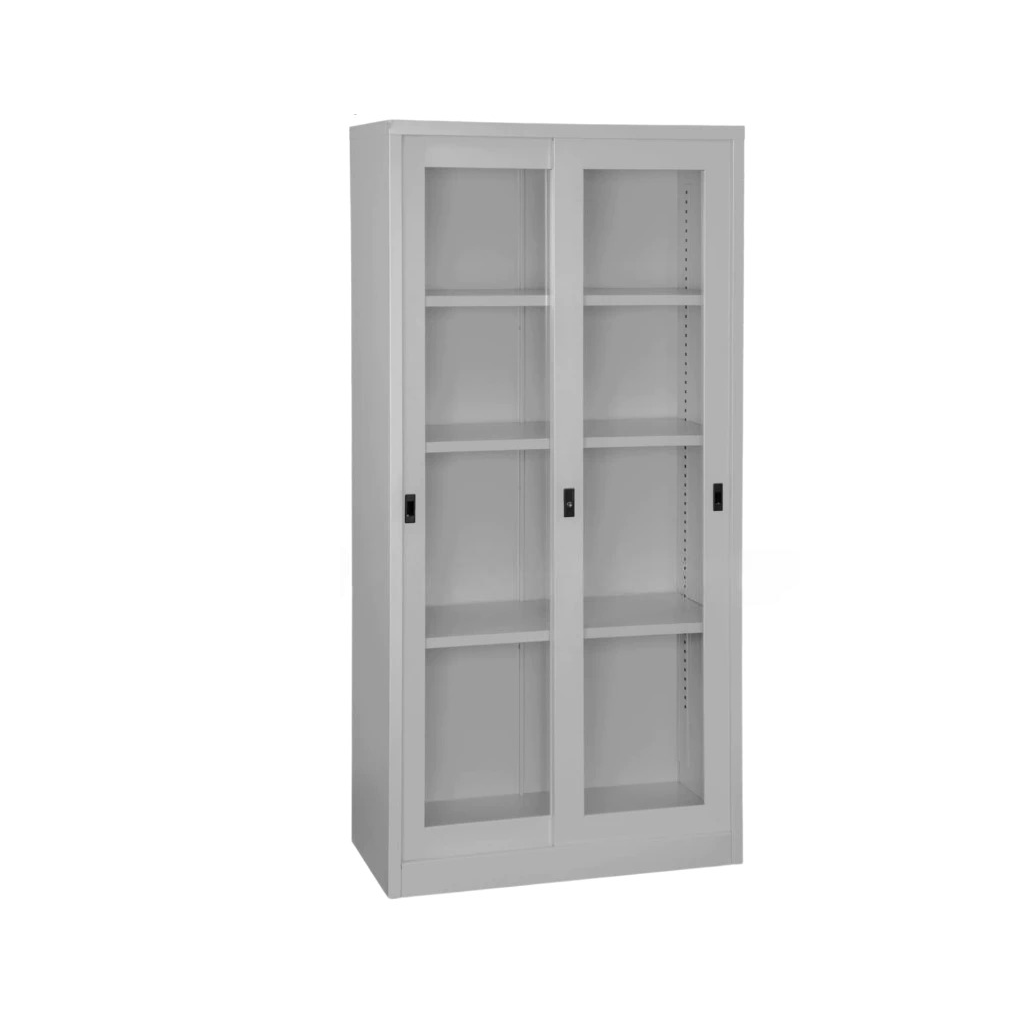 CABINET / FULL HEIGHT CABINET / METAL CUPBOARD / STEEL / SLIDING DOOR WITH GLASS / OFFICE FURNITURE