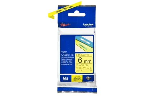 Brother TZe-611 black on yellow (6mm) Tapes