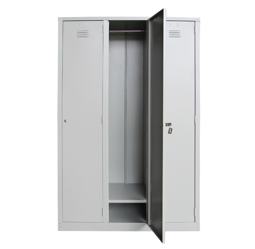 STERLING 3 COMPARTMENTS STEEL LOCKER WITH 1 CLOTH HANGING BAR & 1 FIXED SHELVE AT BOTTOM AT EACH COMPARTMENT (S140/A & S140/AS) / 915mm WIDTH
