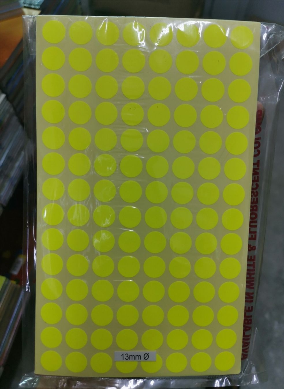 Sticker Label Color Round Shape 13mm - Florescent yellow