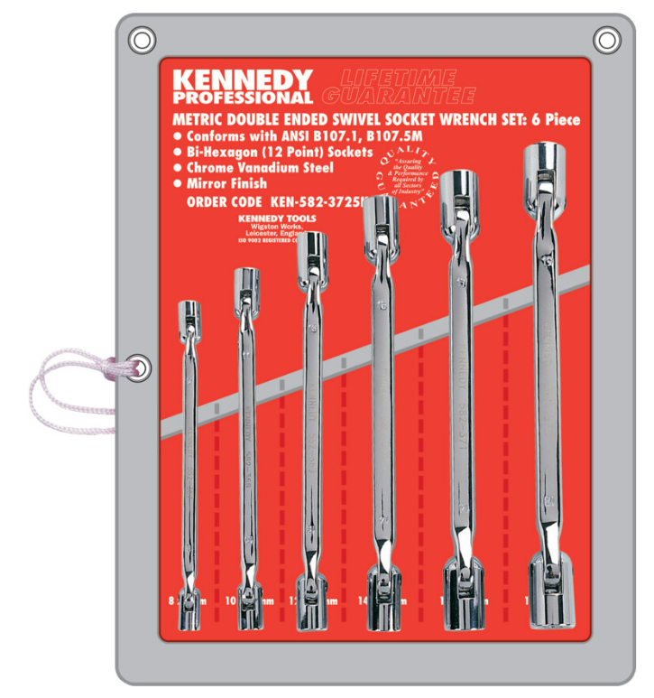 *Kennedy-Pro Metric, Swivel Socket Spanner Set, 8 - 19, 6, Set of Steel SKU:  KEN5823725K