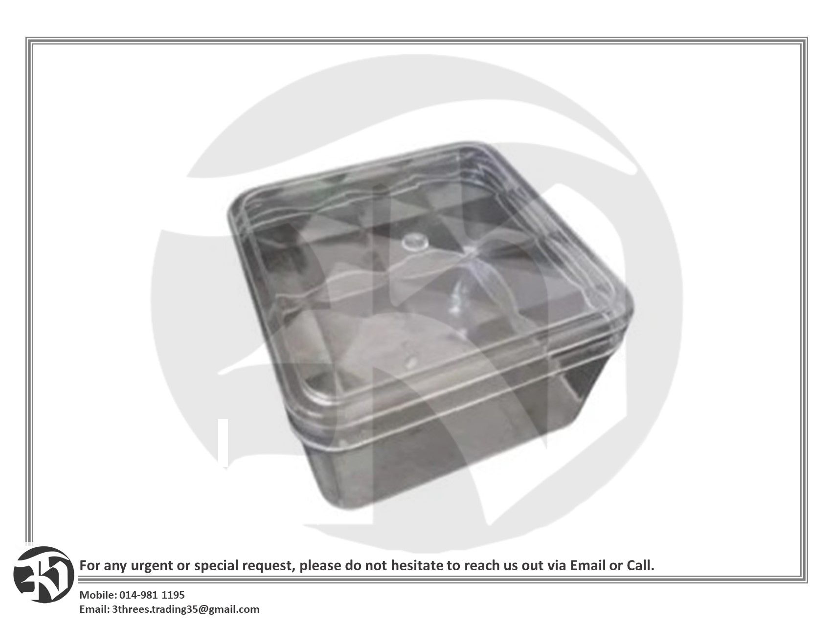 Square Plastic Container 102mm (L) x 102mm (W) x 60mm (H)