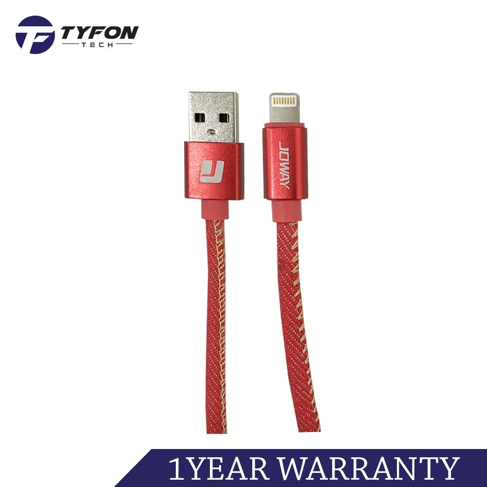 JOWAY LI99 Aluminum Denim iPhone Lightning Fast Charging Data Cable 1M (Red)