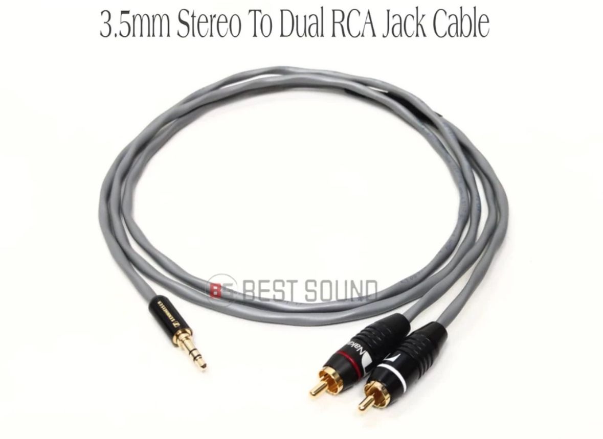 High Quality Dual RCA PLUG to 3.5mm TRS Audio Cable (10 Meter)