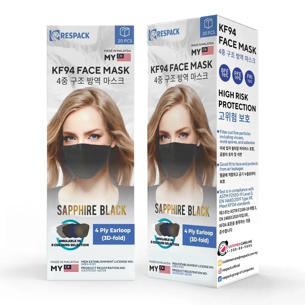 *RESPACK KF94 Face Mask (Sapphire Black) - 20 pcs/box