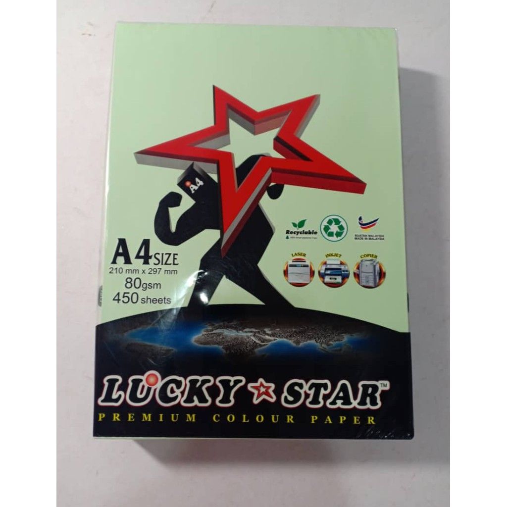 Lucky Star A4 Premium Colour Paper CS120 80gsm 450 sheets Green