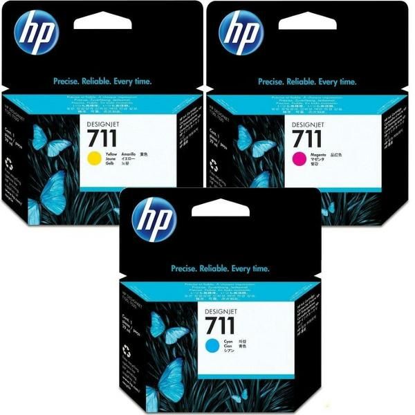 HP 711 COLOR INK CARTRIDGES -CZ130A, CZ131A,CZ132A(29ML)