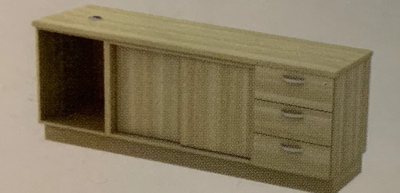 OEN SHELF +SLIDING DOOR +FIXED PEDESTAL 3D