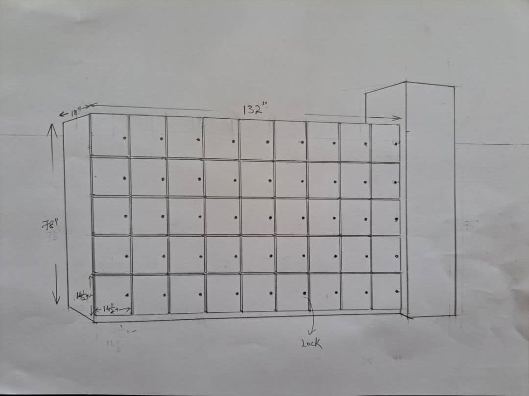 WOODEN CUSTOMIZE : WOODEN LOCKER CABINET -45'S DOOR -CUSTOM MADE