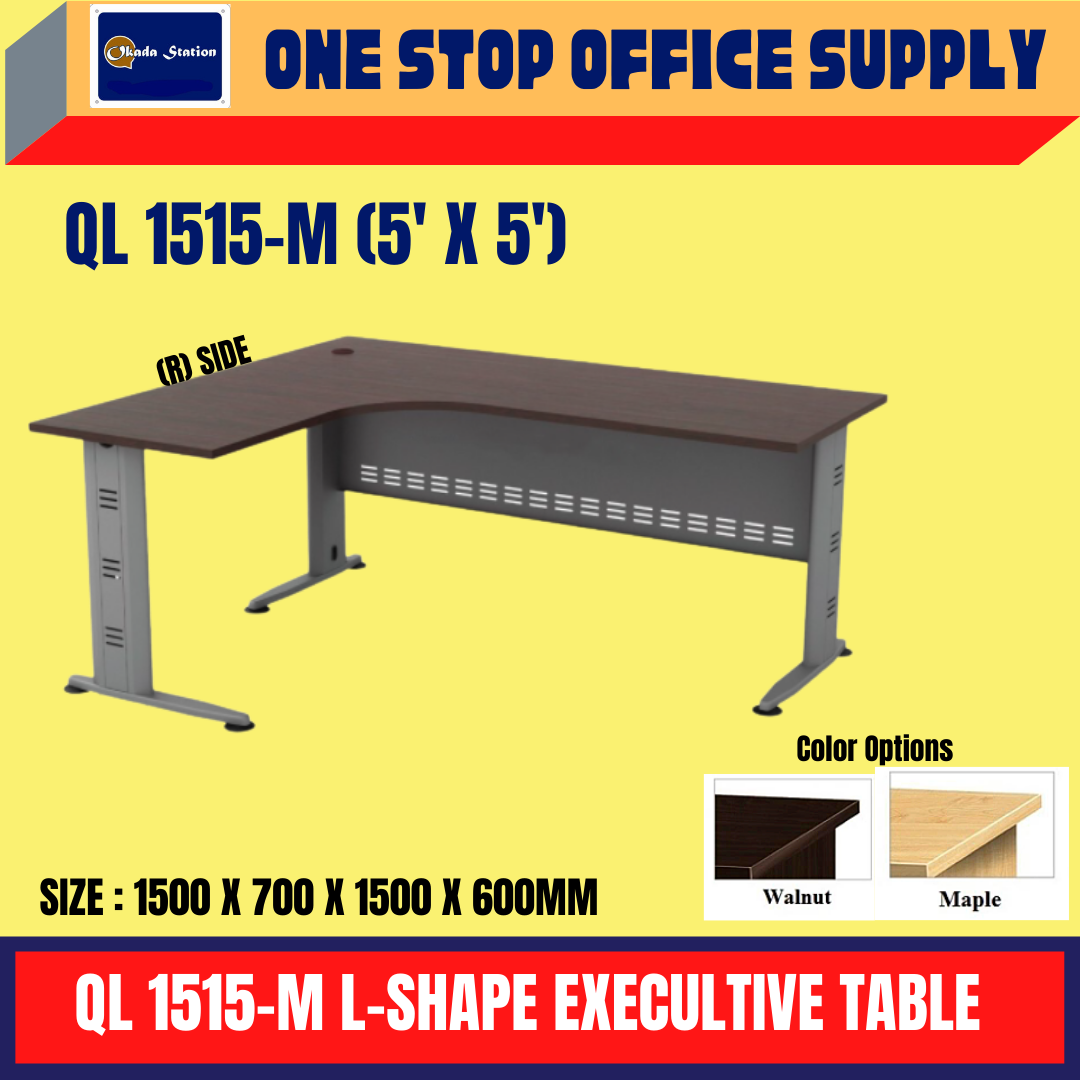 VS QL-1515-M EXCULTIVE L-SHAPE TABLE -5' X 5' / QL-1515 / OFFICE TABLE / L-SHAPE TABLE / MEJA / QL1515