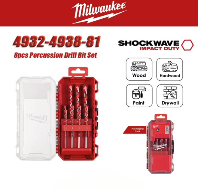 MILWAUKEE 8PCS PERCUSSION DRILL BIT SET (4932493881)