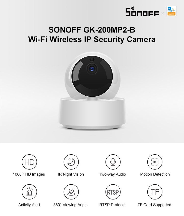 Sonoff Wi-Fi Wireless IP Camera Pan Tilt CCTV 1080P 360掳 Ewelink GK-200MP2-B
