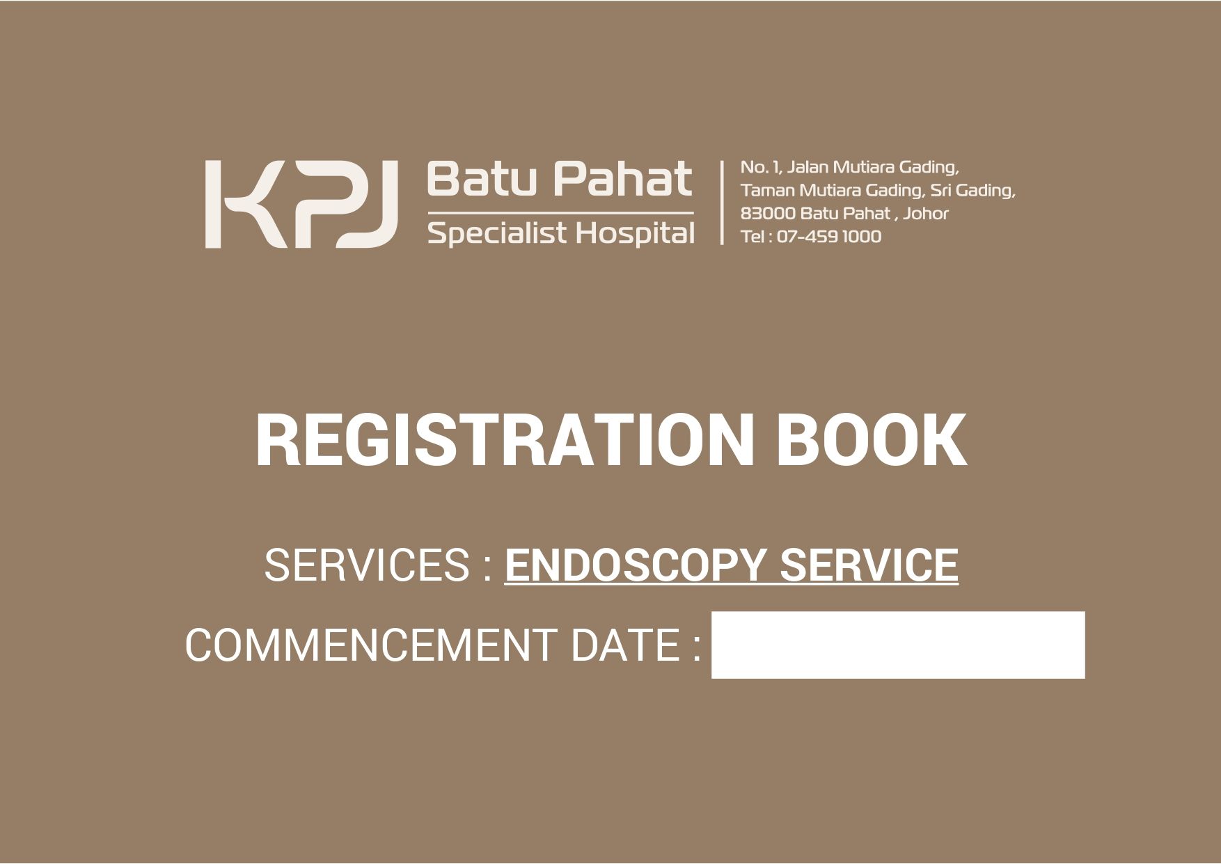 Hardcover Registration Book Endoscopy Service