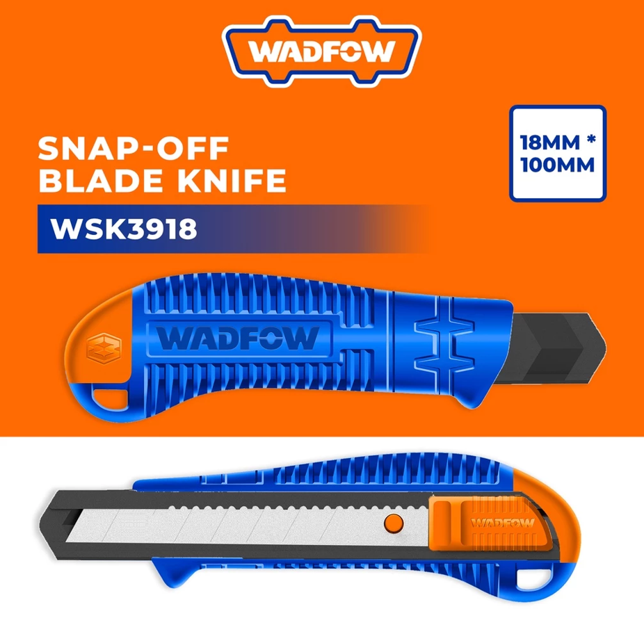 WADFOW SNAP-OFF BLADE WITH FLAT PUSH LOCK BUTTON (18MM X 100MM) (WSK3918)