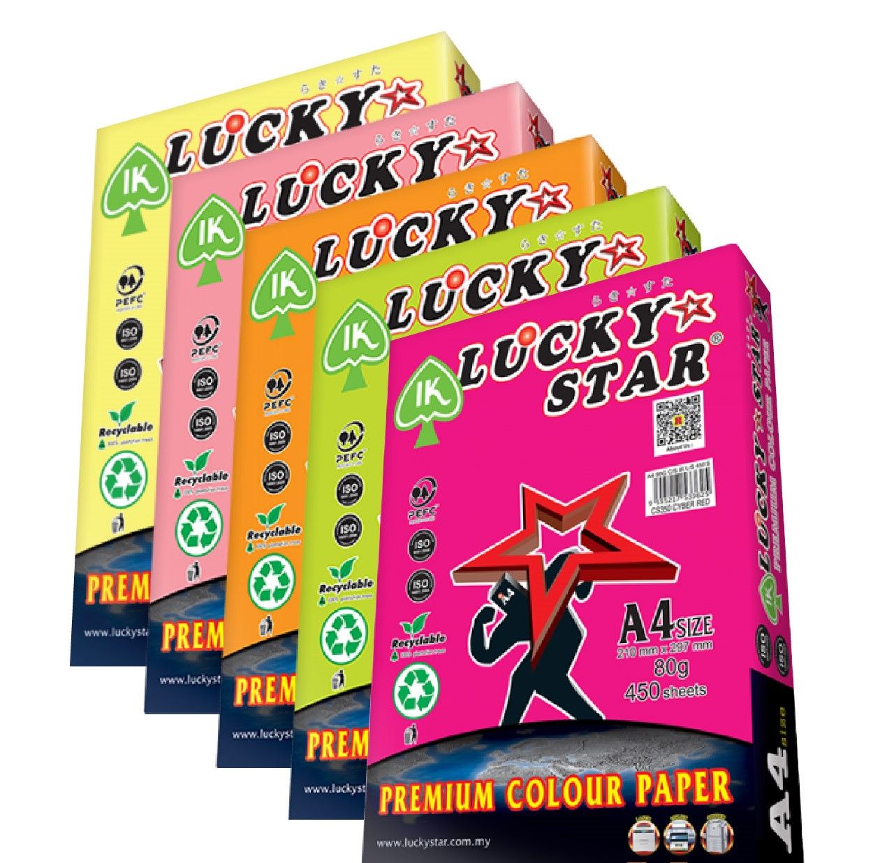 A4 COLOUR PAPER 80GSM 450' SHEETS