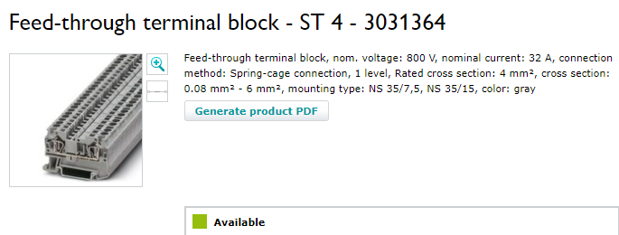 Phoenix Contact Feed-through terminal block - ST 4 - 3031364