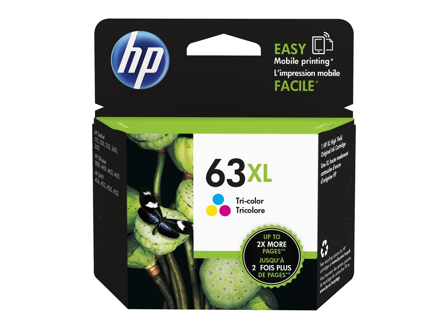 HP 63XL Tri-color Ink Cartridge (F6U63AA)