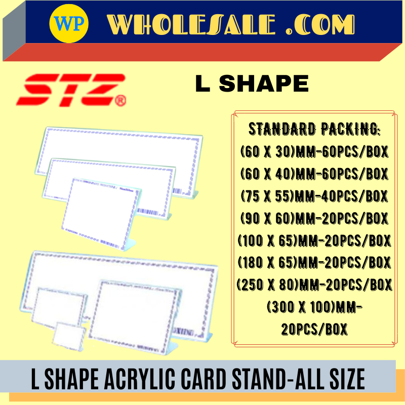 STZ / CARD HOLDER / ACRYLIC / L SHAPE / ALL SIZE / ACRYLIC STAND / MENU HOLDER / CARD STAND /