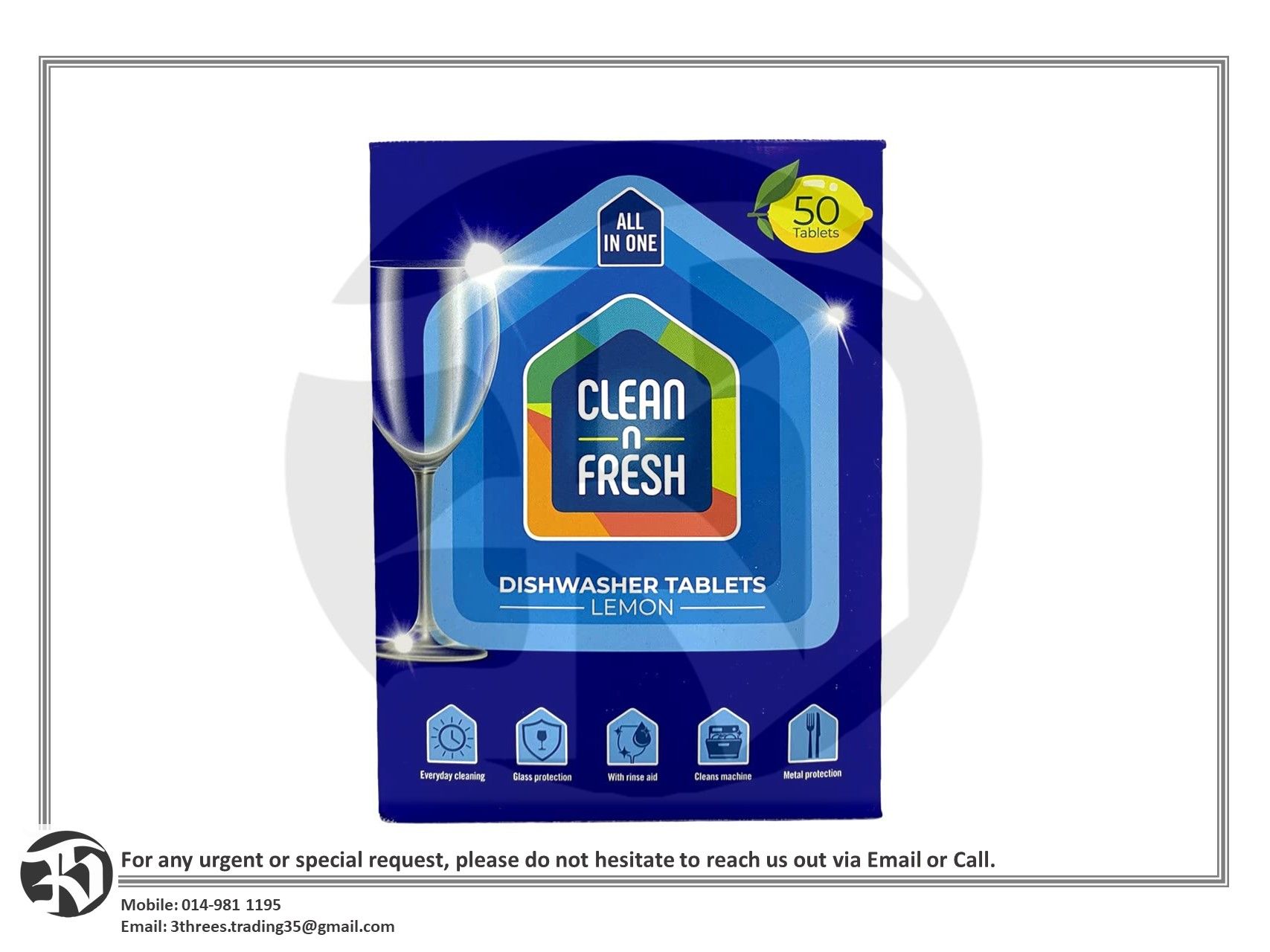 Clean n Fresh Lemon All In One Dishwasher Tablets (50s)
