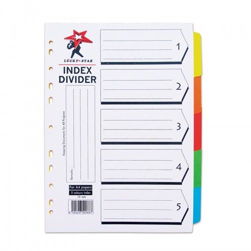 LUCKY STAR PAPER INDEX DIVIDER -5 CLR (10SET/PKT) (24PKT/BOX)