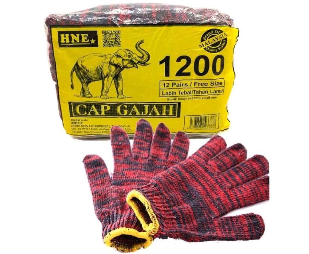 Cap Gajah HNE COTTON HAND GLOVE thick type/ Sarung tangan kain