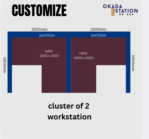 VS CUSTOMIZE: WORKSTATION CLUSTER OF 2 / OFFICE TABLE