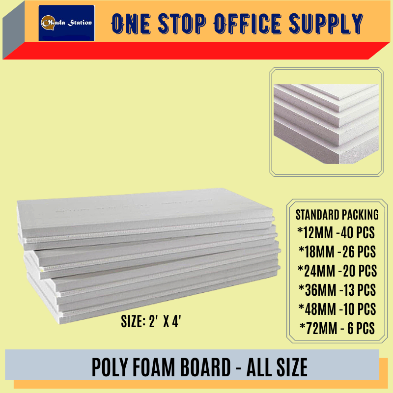 POLY FOAM BOARD 2' X 4' -(12MM) (18MM) (24MM) (36MM) (48MM) /POLY /Foam Board /Polystyrene Board /Board /2' X 4'
