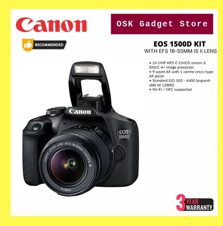 Canon DSLR EOS 1500D With EFS 18-55mm IS II Lens