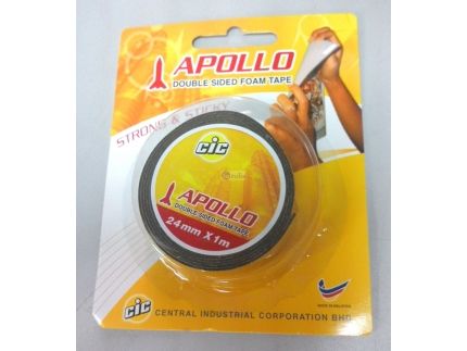 Apollo Double Sided Foam Tape Black 24mm x 1m