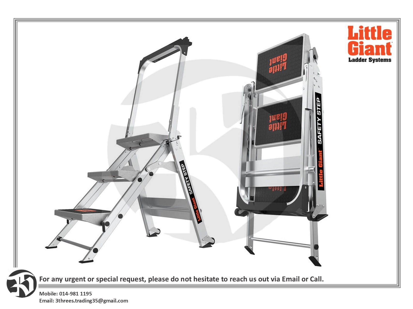 Little Giant Aluminium Safety Step Ladder 2/3/4 Steps