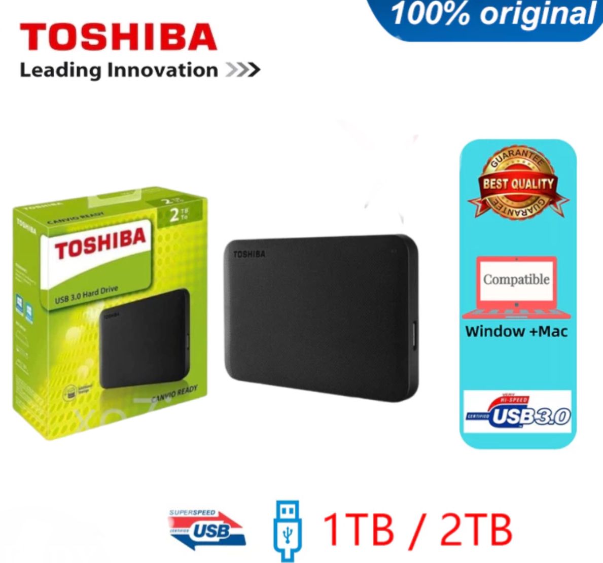 Toshiba 2TB 1TB External Hard Disk USB 3.0 Hard Disk External Hard Disk PORTABLE Canvio A3 HDD