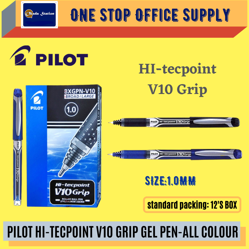 PILOT HI-TECPOINT V10 GRIP GEL PEN - BLACK / Pilot / Hi-Teckpoint / V10 Grip / Gel Pen / Pilot Pen / 1.0mm / Pilot Hi-Teckpoint V10 Grip Gel Pen