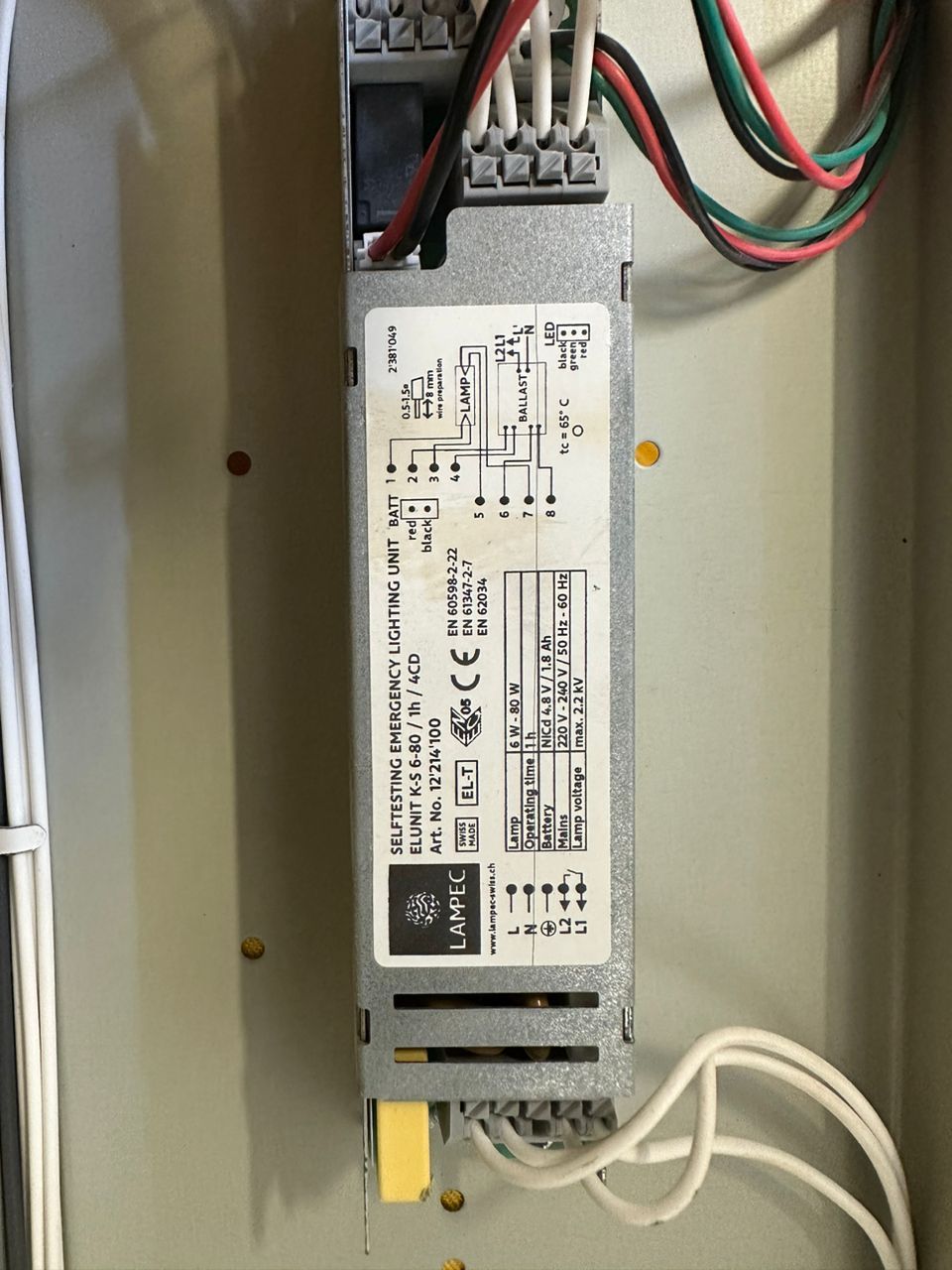 ELUNIT K-S 6-80/1h/4cd 鈥�Self testing Emergency Light Unit