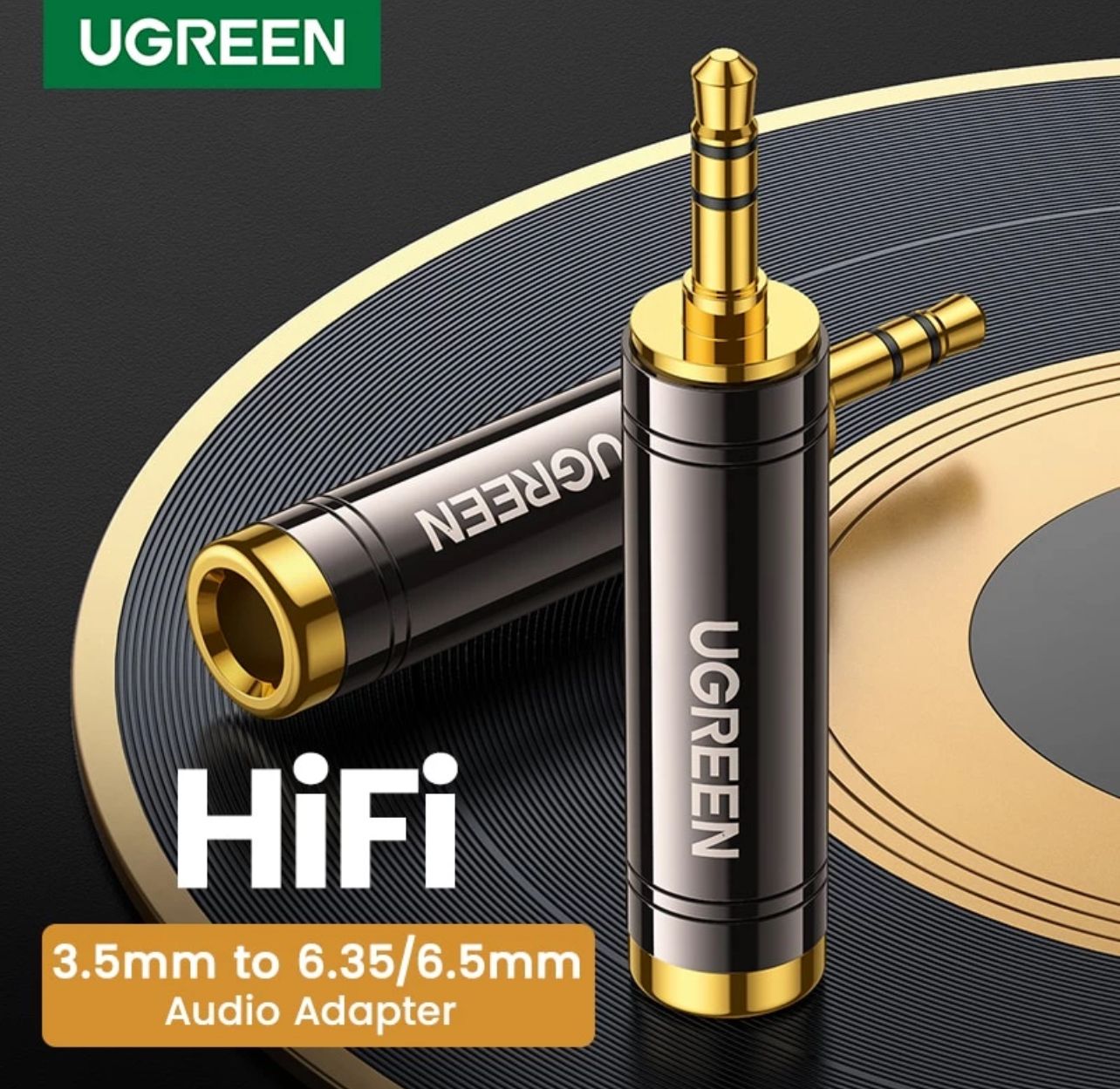 UGREEN 3.5mm to 6.5mm 6.35mm 1/4 Adapter Gold Plated Pure Copper Mono Adapter Audio Connector