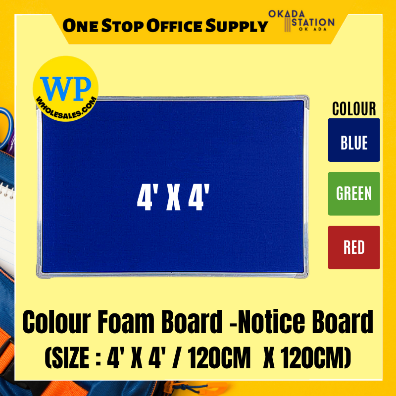 FEEYOND NOTICE BOARD / FOAM BOARD / 4' X 4' / FNB-44 / COLOUR FOAM BOARD / ALUMINIUM FRAME / FOAM NOTICE BOARD / PAPAN NOTIS BUIH
